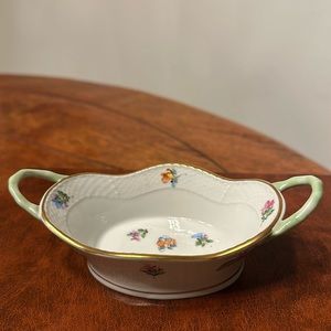 Herend Candy Dish. Green trim.
